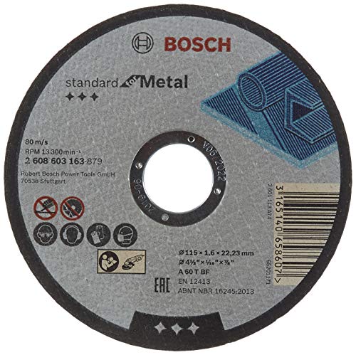 Bosch 2 608 603 163 - Disco de corte recto Standard for Metal - A 60 T BF, 115 mm, 22,23 mm, 1,6 mm (pack de 1)