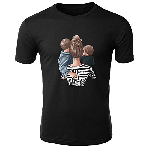 Camiseta Camiseta Negra para Hombres Camisetas Negras Camisetas Estampadas En 3D para Padres E Hijos Camisas Ajustadas para Hombres Verano Camisetas Y Camisetas para Niños Nuevos E-T2_Metro
