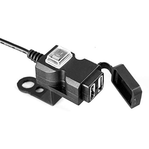 Cargador USB dual para motocicleta, cargador impermeable para manillar de motocicleta, carga rápida 3.0, toma de corriente USB para coche, color negro