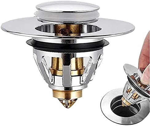 CHENTIAN Universal Edition Stainless Steel Bullet Core Push Type,No Overflow Pop Up Sink Drain Plug, Basin Pop-up Drain Filter