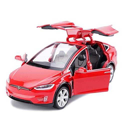 Coche modelo de coche una y treinta y dos Tesla Model X Todoterreno SUV simulación joyería de la aleación Juguete Adornos Colección coche de deportes de fundición a presión de 15x5.5x4.5CM (Color: Neg