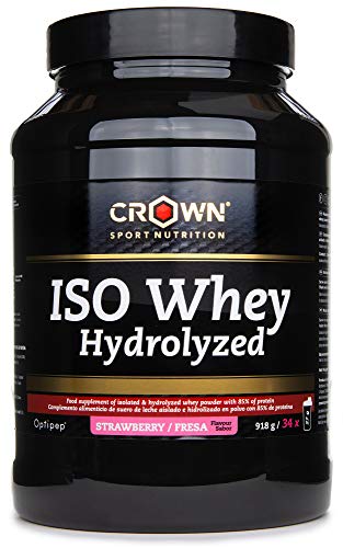 Crown Sport Nutrition ISO Whey Hydrolyzed Optipep 90, Proteína de Suero de Leche, Suplemento para Deportistas, Sabor de Fresa - 918 g