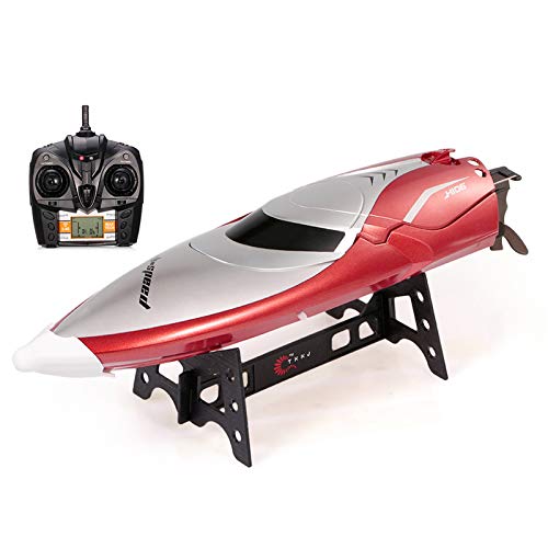 FHDD Red Racing Control Remoto Barco RC Barra 2.4GHz 4 Canal 28km / h Toys Speedboat Toys Gift High Speed ​​RC Barco con Pantalla LCD