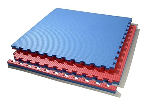 Grupo Contact Suelo Tatami Puzzle 2 cm. (Rojo/Azul) Borde Liso Desmontable, Medida 1 x 1 m.