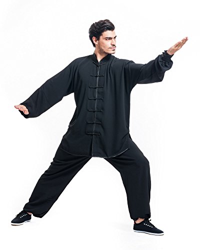 ICNBUYS Kung Fu Tai Chi Uniforme Algodón Seda XL Negro