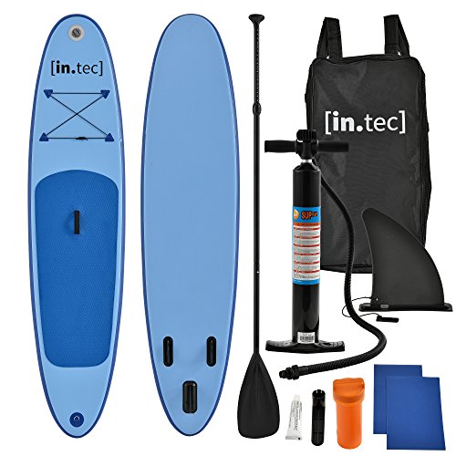 in.tec] Tabla de Surf Hinchable remar de pie Paddle Board 305 x 71 x 10cm Tabla de Sup de Aluminio con Remo y Bomba - Azul