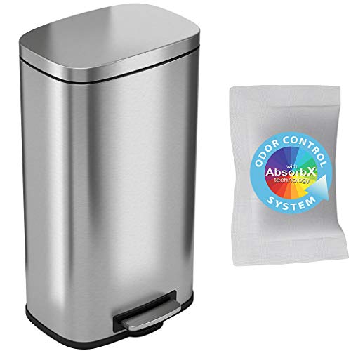 iTouchless softstepstainless Steel Step Trash Can, Pedal Kitchen Trash Can Perfect for Office, Home and Kitchen, 8 GAL / 30 L, 8 GAL / 30 L