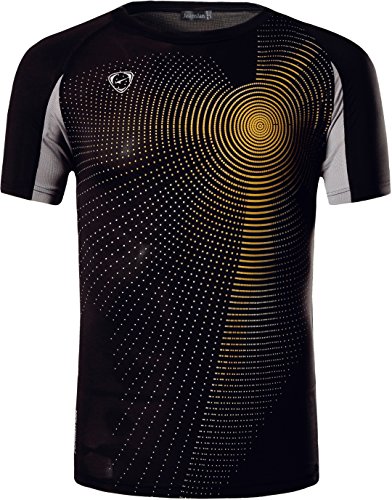 jeansian Hombre Sport Dry Fit Deportiva tee Shirt Tshirt T-Shirt Manga Corta Tenis Golf Bowling Camisetas LSL013 Black L