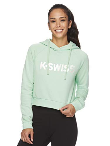 K-Swiss Women's Pullover Crop Hoodie - Hooded Activewear Workout Sweatshirt