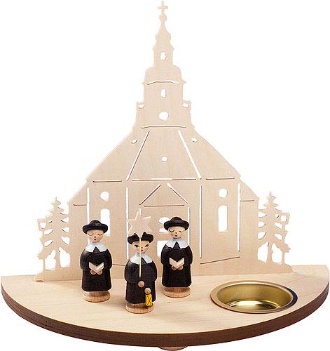 Kunstgewerbe Taulin Portavelas para té - Iglesia Seiffen con ventosas - Negro - 16 cm / 6.3 Pulgadas