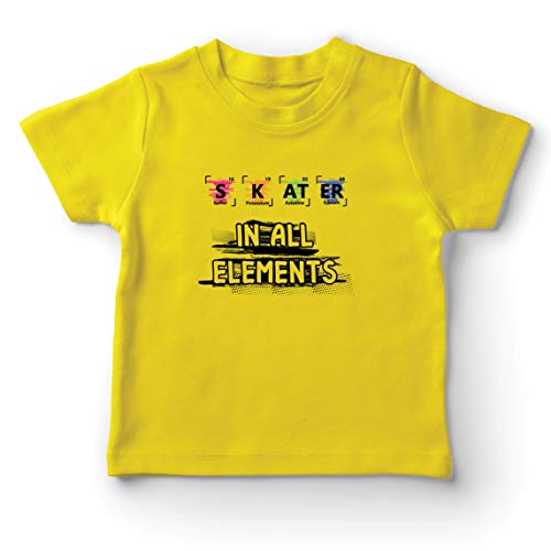 lepni.me Camiseta para Niño/Niña Patinador en Todos los Elementos Química Periódica de Mesa Deporte (3-4 Years Amarillo Multicolor)