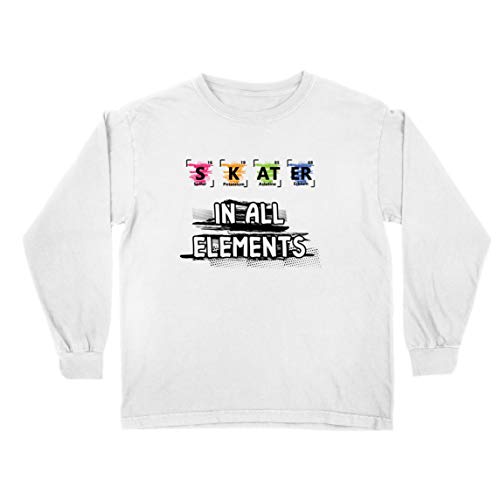 lepni.me Camiseta para Niño/Niña Patinador en Todos los Elementos Química Periódica de Mesa Deporte (3-4 Years Blanco Multicolor)