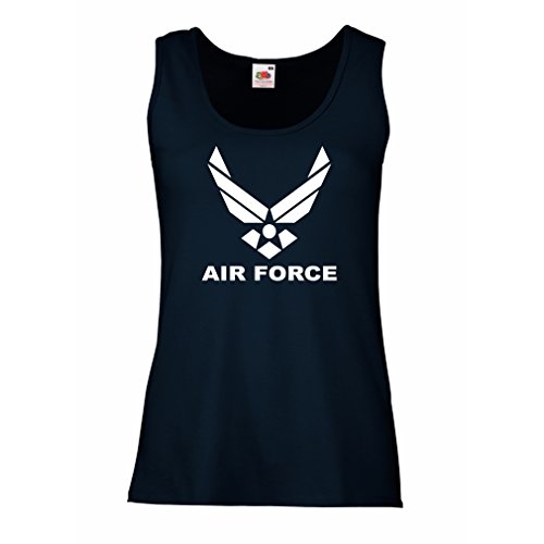 lepni.me Camisetas sin Mangas para Mujer United States Air Force (USAF) - U. S. Army, USA Armed Forces (Large Azul Blanco)
