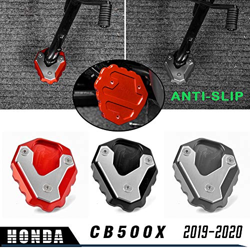 LoraBaber Extensión del soporte lateral del pie de la motocicleta Kickstand Pad Plate Almohadilla antideslizante de soporte lateral Para H-o-n-d-a 2019-2020 CB500X CB 500X CB 500 X (Negro)