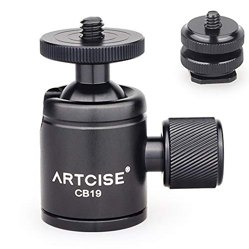 Mini trípode cabeza de bola, ARTCISE CB19 CNC 360 grados de rotación cabeza de bola panorámica montaje de la cámara, carga máxima 6.61 lb/3 kg para teléfono/cámara DLSR/Mini soporte