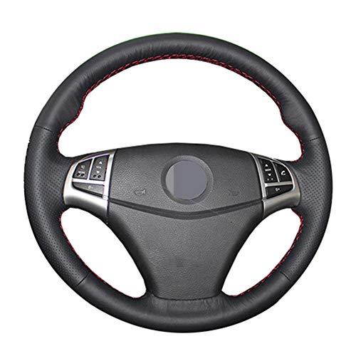 MioeDI Black Leather Hand-Stitched Car Steering Wheel Cover Accessories Parts,For SsangYong Korando 2011-2014 Interio