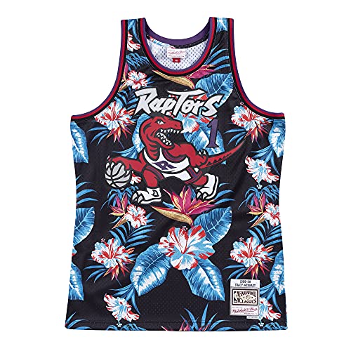 Mitchell & Ness Floral Swingman Toronto Raptors T. McGrady - Camiseta de manga corta, diseño floral multicolor L