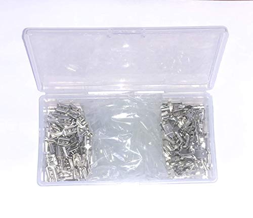 Movilideas - Caja con 100 terminales faston de 6.3 mm (50 machos y 50 hembras) y 100 fundas de goma Terminales para crimpar