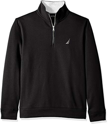 Nautica Men's Solid 1/4 Zip Fleece Sweatshirt, True Black, Medium