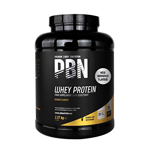 PBN Premium Body Nutrition - Proteína de suero de leche en polvo, 2.27 kg (Paquete de 1), sabor Plátano, sabor optimizado