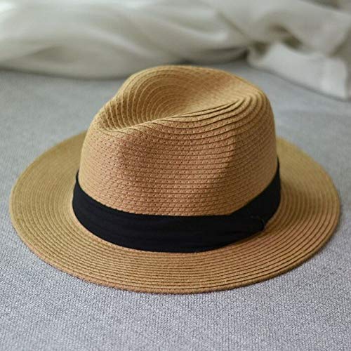 QND,Sombrero,Verano Unisex Sombrero para el Sol Vacaciones Casuales Sombrero de Paja Mujeres ala Ancha Playa Jazz Hombres Sombreros Plegable Chapeau, 2,55,58 cm