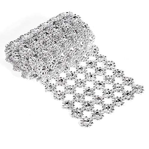 Rhinestone Ribbon 1 Yard Long Sparkling Sun Flower Shape Diamant Wrap Artificial Crystal Roll Decor para Bouquet Nupcial Marcos Jarrones de Boda y Fiesta