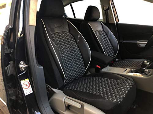 seatcovers by k-maniac V1507044 Subaru Legacy Station Wagon, universales, Color Negro y Blanco, Juego de Fundas para Asientos Delanteros, Accesorios para el Interior del Coche