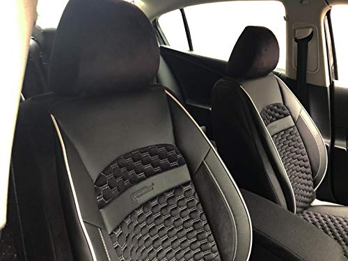 seatcovers by k-maniac V1808913 Fundas de Asiento para Subaru Legacy V Station Wagon, universales, Color Blanco y Negro