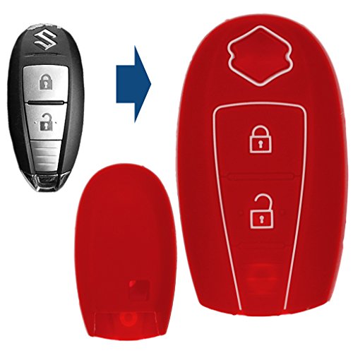 Soft Case Tapa de Llave roja SmartKey para Coche Compatible con Suzuki Swift Vitara Ignis Jimny Baleno SX4