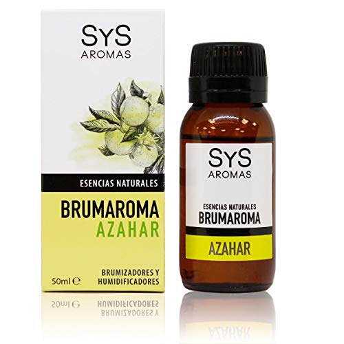 S&S Cosmetica natural Esencia BRUMAROMA SYS 50ml AZAHAR. Aceites Esenciales Naturales 100%, Aromaterapia para Humidificador y Difusor Aroma SPA, Masajes, Relajación. Brumizador.