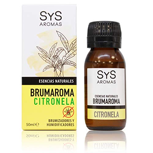 S&S Cosmetica natural Esencia BRUMAROMA SYS 50ml CITRONELA. Aceites Esenciales Naturales 100%, Aromaterapia para Humidificador y Difusor Aroma SPA, Masajes, Relajación. Brumizador.