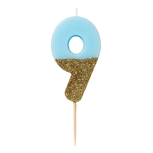 Talking Tables We Heart Birthdays Glitter Number Candle 9, Blue