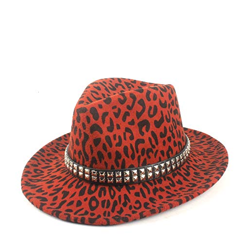Unisex, elegante, sombrero de fieltro Unisex sombrero de Fedora del otoño invierno sombrero de fieltro de lana de poliéster tapa de la manera del remache de la correa punky del estilo de Panamá de ala