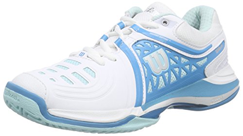 Wilson Nvision Elite W, Zapatillas de tenis, Mujer, Blanco / Verde / Azul, 37 EU