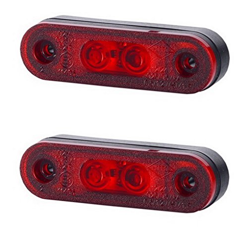 2 x 2 SMD LED rojo luz lateral con de gálibo de goma Pad 12 V 24 V Certificado E Posición lámpara auto para camiones y coches Bombilla Lámpara Luz Universal