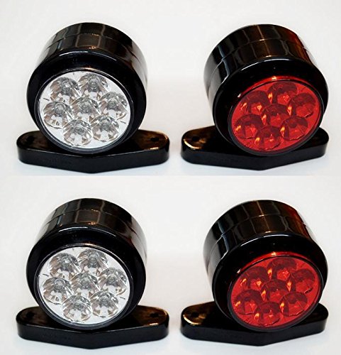 4 luces intermitentes (24 V) para remolque, camión, autocaravana, color naranja, blanco y rojo
