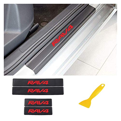 4 pegatinas protectoras para el umbral de la puerta del coche para Toyota RAV4 RAV 4 anti arañazos auto accesorios (rojo x 4 piezas)