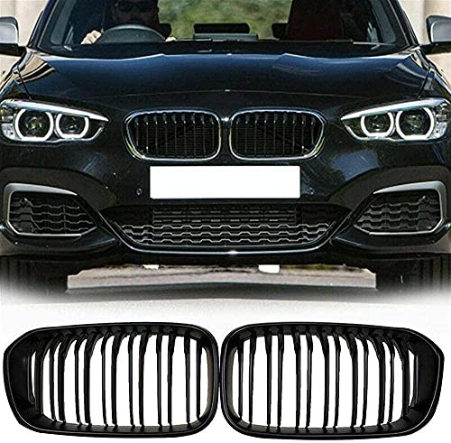 Accesorios de carrocería para parrillas de radiador, adecuados para BMW F20 F21 1-series 2015-2017 Rejilla de doble línea de riñón de parachoques delantero negro mate Reemplazo para rejilla de parri