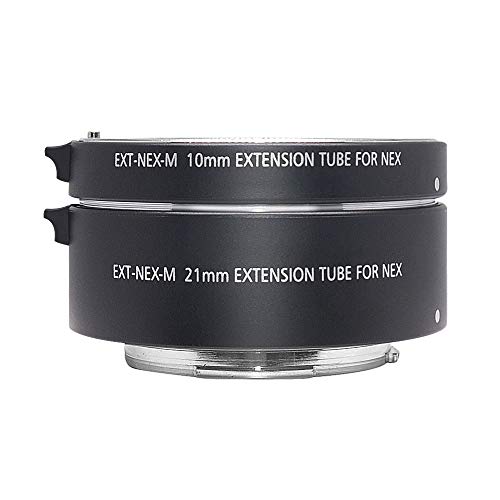 Anillos intermedios macro automáticos para Sony E, Venidice EXT-NEX-M Auto Focus Macro Lens Extension Tube Compatible con Sony E-Mount Cámara sin espejo, metal, 10 mm + 21 mm