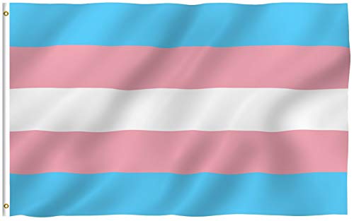 Anley Fly Breeze 3x5 Foot Transgender Flag - Color Vivo y Resistente a la decoloración UV - Encabezado de Lienzo y Doble Costura - Banderas de Arco Iris Azul Rosa Poliéster con Arandelas