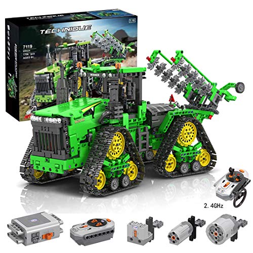 Bybo Tractor de tecnología con control remoto y motores, tecnología de tractor de orugas 1706 bloques de construcción compatibles con Lego Technic