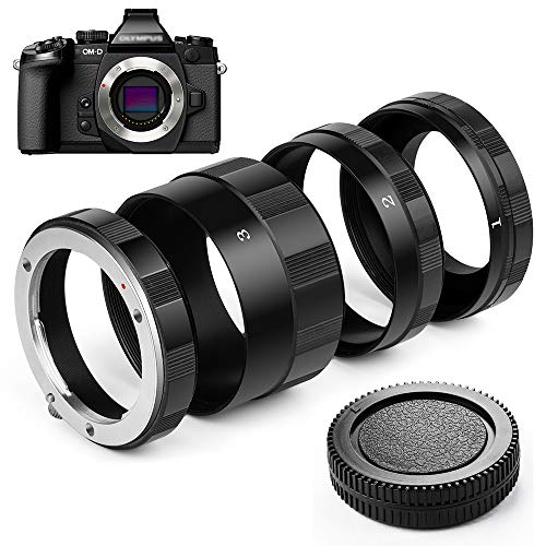 Fotover Anillo de extensión macro para cámaras Olympus Panasonic M4/3 Micro 4/3 con tapa de lente trasera