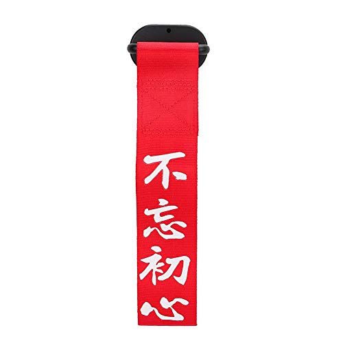 Hlyjoon Red Tow Strap Sport Red Racing Style con lema chino Universal para el coche Parachoques trasero Parachoques Remolque Cuerda Remolque Cinturón Decoración personalizada(#1)
