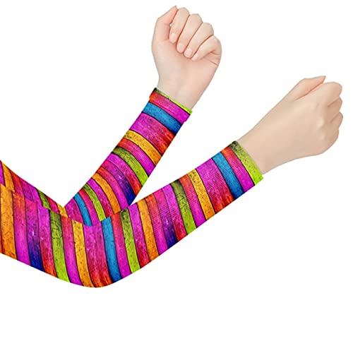 IAMZHL Geometric stripes volleyball ice sleeves riding running arm warmer sunscreen anti-ultraviolet sports compression gloves - Style7,Women