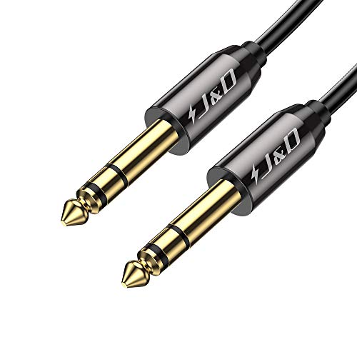 J&D Cable de 6,35 mm a 6,35 mm, Chapado en Oro [Cáscara de Cobre] [Heavy Duty] 6,35mm 1/4'' Macho TRS a 6,35 mm 1/4'' Macho TRS Estéreo Adaptador de Audio Cable (0.9 Meter)