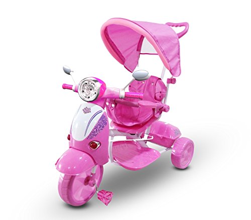 MWS LT 854 Triciclo con Pedales para bebés con 3 Canciones integradas en Capota (Rosa)