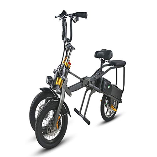 MYYINGELE Portátil Mini Triciclo Plegable 350W Triciclo eléctrico 14 Pulgadas 10.4Ah Triciclo eléctrico de Alta Gama Que se pliega fácilmente Adultos
