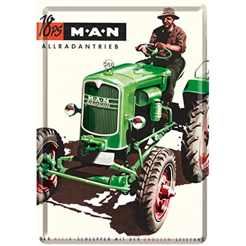 Nostalgic-Art 16223 Man Tractor Verde Chapa Post Tarjeta, 10 x 14 cm