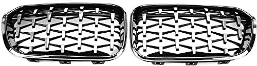 SHUOOFU Accesorios para el Cuerpo Parrillas del radiador, adecuadas para BMW Serie 1 F20 F21 2015 2016 2017 2017 Parrillas de Carreras de Autos 1 par de Rejillas Delanteras Tipo riñón Estilo Diamante