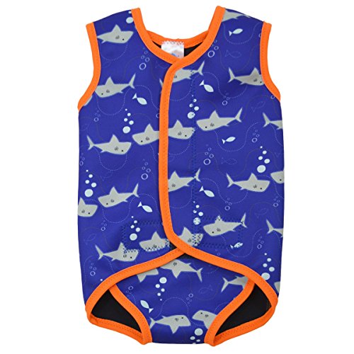 Splash About Baby Wrap Wetsuit Traje de Neopreno, Infantil, Naranja (Tiburones), 0-6 Meses